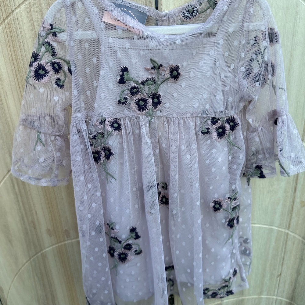 Pastourelle Purple Bell Sleeve Ruffled Blouse